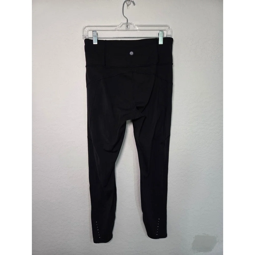 Athleta Rainier Tight Womens Medium Black Brushed Fleece Lined Leggings Pockets